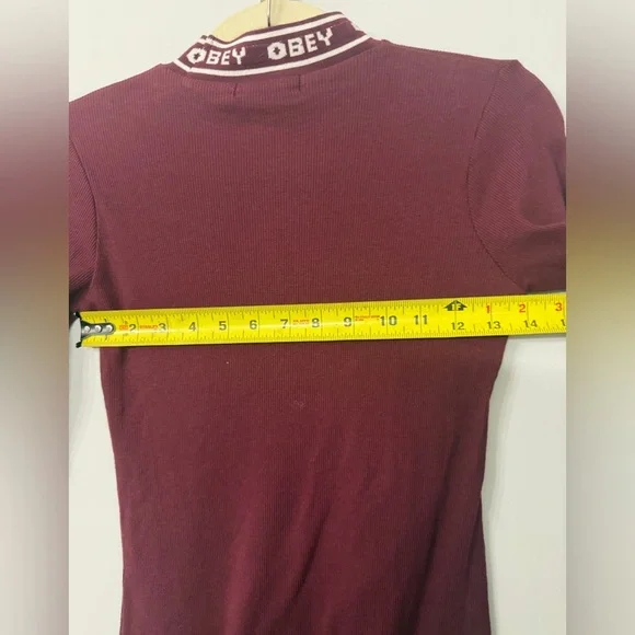 Obey Clothing Universe Women’s Small Mock Neck Logo Ribbed Mini Bodycon Dress - Picture 3 of 5